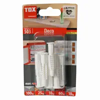 Дюбел пластмасов Tox с опорен пръстен  ф 8x49 мм, 10 бр./опак., Deco