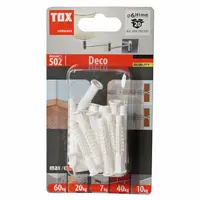 Дюбел пластмасов Tox с опорен пръстен  ф 6x41 мм, 20 бр./опак., Deco