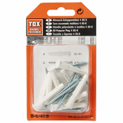 Дюбел пластмасов Tox с опорен пръстен и винт PZ 8 бр./блистер ф 6x41 мм, Deco S - product - 025 TOX 458
