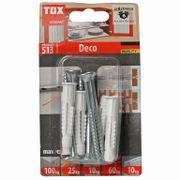 Дюбел пластмасов Tox с опорен пръстен и винт PZ 6 бр./блистер ф 8x49 мм, Deco S - product - 025 TOX 459