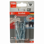 Дюбел метален Tox за гипсокартон с опорен пръстен и метричен винт PZ 4 бр./блистер M5x52х12.5 мм, Acrobat - product - 025 TOX 504