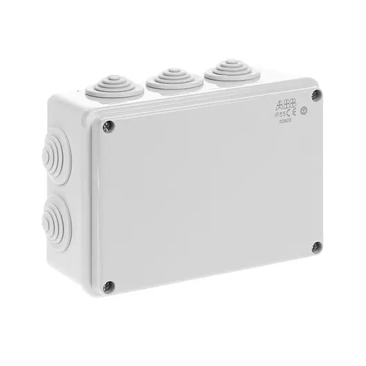 Разклонителна кутия ABB PVC, противовлажна  открит монтаж, 150x110x66 мм, 55 IP, сива, System Pro E M008220000