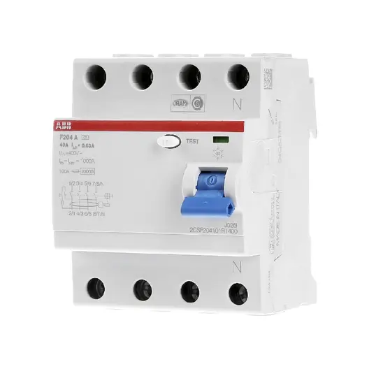 Дефектнотокова защита ABB 4P тип AC  40 A, 30 mA, 10 kA, F204 A-40/0.03