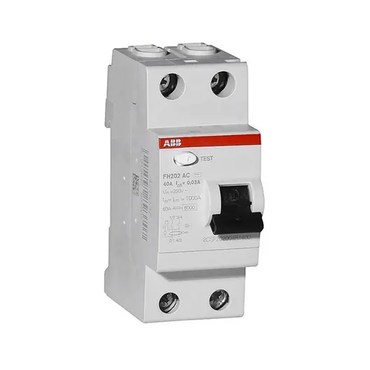 Дефектнотокова защита ABB 2P тип AC  63 A, 30 mA, 6 kA, FH202 AC-63/0.03