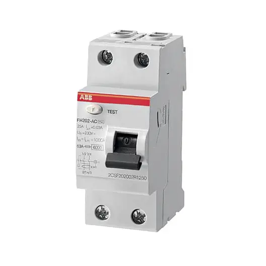 Дефектнотокова защита ABB 2P тип AC  25 A, 30 mA, 6 kA, FH202 AC-25/0.03