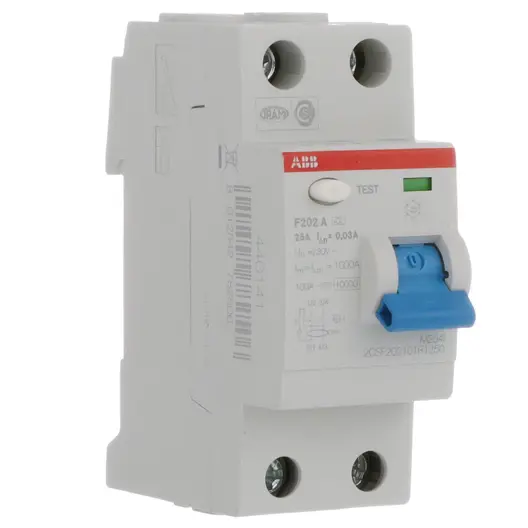 Дефектнотокова защита ABB 2P тип AC  25 A, 30 mA, 10 kA, F202 A-25/0.03