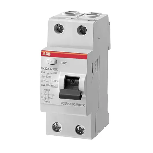 Дефектнотокова защита ABB 2P тип AC  63 A, 300 mA, 6 kA, FH202 AC-63/0.3