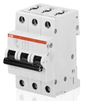 Автоматичен триполюсен прекъсвач ABB за DIN шина крива C  63 A, 400 V, 6 kA, 3P, S203-C63