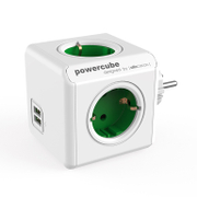 Разклонител електрически Allocacoc с щепсел и USB порт  зелен, 4 гнезда, PowerCube Original USB - product - 028 ALC 104