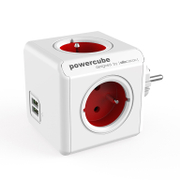 Разклонител електрически Allocacoc с щепсел и USB порт  червен, 4 гнезда, PowerCube Original USB - product - 028 ALC 106