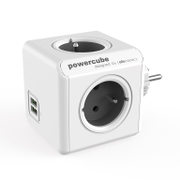 Разклонител електрически Allocacoc с щепсел и USB порт  сив, 4 гнезда, PowerCube Original USB - product - 028 ALC 107