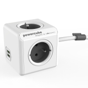 Разклонител електрически Allocacoc с кабел и USB порт  3 м, 3x1.5 мм2, ШВПС-В / H05VV-F, сив, 4 гнезда, PowerCube Extended USB - product - 028 ALC 117