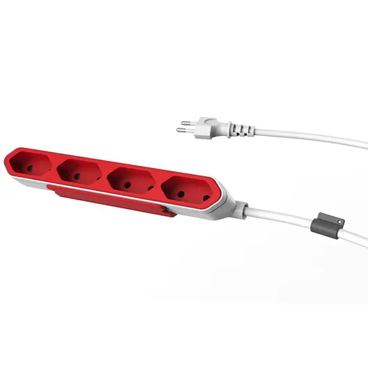 Разклонител електрически Allocacoc с USB портове  1.5 м, 2x1 мм2, ШВПС-В / H05VV-F, червен, 4 гнезда, PowerBar