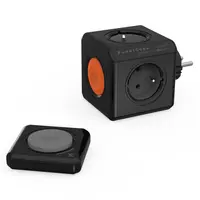 Разклонител електрически Allocacoc с щепсел и ключ  черен, 4 гнезда, PowerCube Original Remote
