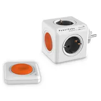 Разклонител електрически Allocacoc с щепсел и ключ  бял, 4 гнезда, PowerCube Original Remote