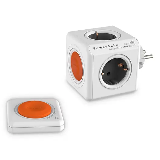 Разклонител електрически Allocacoc с щепсел и ключ  бял, 4 гнезда, PowerCube Original Remote