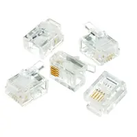 Конектор за телефонен кабел   мъжки, RJ11 6p4c, прозрачен