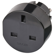 Електрически адаптор преход Hugo Brennenstuhl английска към европейска система  13 A, 20 IP, черен - product - 028 BRS3160