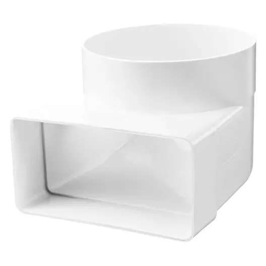Коляно PVC Vents за въздуховод вертикално  ф 125/204x60 мм, бяло