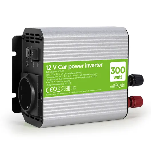 Инвертор Gembird за автомобил  10-16 V, 300 W, EG-PWC300-01