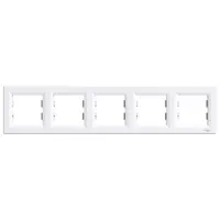Декоративна рамка Schneider Electric за ключове и контакти пет модула  бяла, 367х83x9 мм, Asfora