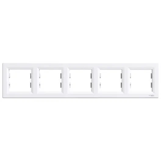 Декоративна рамка Schneider Electric за ключове и контакти пет модула  бяла, 367х83x9 мм, Asfora