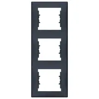 Декоративна рамка Schneider Electric за ключове и контакти три модула  графит, 222x85x7 мм, Sedna