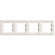 Декоративна рамка Schneider Electric за ключове и контакти четири модула  крем, 296х83x9 мм, Asfora - product - 028 ELM4561
