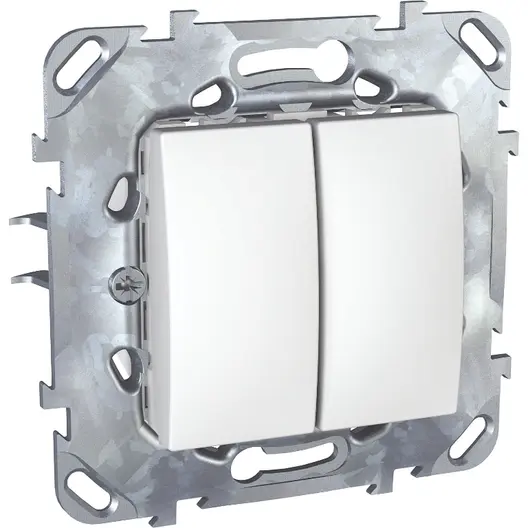Електрически сериен ключ Schneider Electric скрит монтаж с монтажна рамка  10 A, бял, сх. 5, Unica Basic