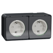 Електрически противовлажен контакт Schneider Electric двоен открит монтаж  16 A, 55 IP, сив, Mureva Styl - product - 028 ELM5068