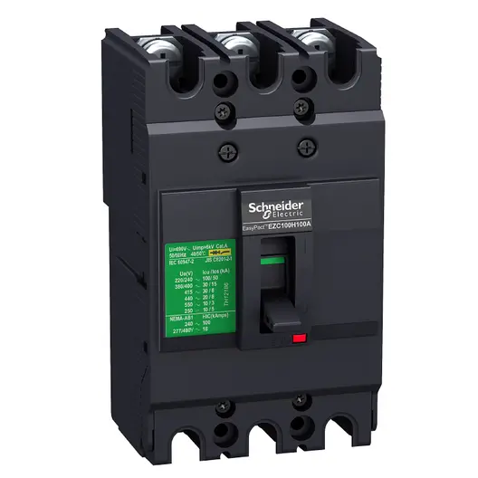 Прекъсвач мощностен Schneider Electric автоматичен тип А-1 фиксиран  100 A, 12.5 kA, 3P, 690 V, Easypact EZC100N