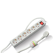 Разклонител електрически с кабел, ключ и защита детска и от пренапрежение  1.5 м, 3x1.5 мм2, ШВПС-В / H05VV-F, бял, 6 гнезда - product - 028 ELM1024