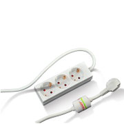 Разклонител електрически с кабел, ключ и защита детска и от пренапрежение  1.5 м, 3x1.5 мм2, ШВПС-В / H05VV-F, бял, 3 гнезда - product - 028 ELM1025
