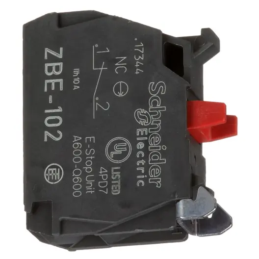 Контактен елемент Schneider Electric за команден бутон  3 A, 240 V, 1 NC, червен, ZBE102