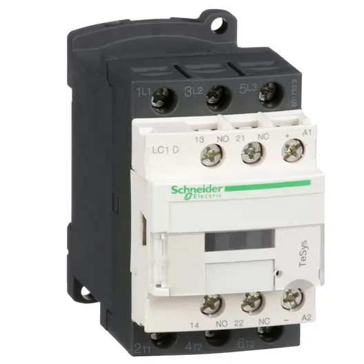 Контактор Schneider Electric автоматичен постояннотоков  3P, 1 NO+1 NC, 24 DC V, 9 A, TeSys D