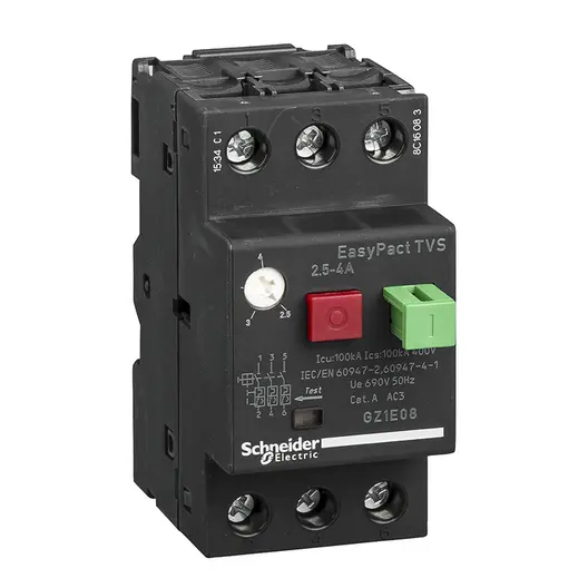 Прекъсвач моторен Schneider Electric с термомагнитна защита триполюсен  3P, 2.5-4.0 А, 690 V, EasyPact TVS