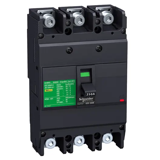 Прекъсвач мощностен Schneider Electric автоматичен тип А-2 фиксиран  175 A, 25 kA, 3P, 690 V, Easypact EZC250N