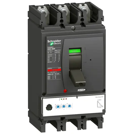 Прекъсвач мощностен Schneider Electric автоматичен тип А-3 фиксиран  400 A, 85 kA, 3P, 690 V, Compact NSX400F Micrologic 2.3