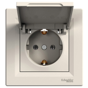 Електрически интериорен контакт Schneider Electric единичен скрит монтаж с капак  16 A, 2P+E, 20 IP, крем, Asfora - product - 028 ELM3108