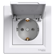 Електрически интериорен контакт Schneider Electric единичен скрит монтаж с капак  16 A, 2P+E, 20 IP, бял, Asfora - product - 028 ELM3111