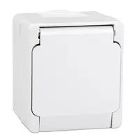 Електрически противовлажен контакт Schneider Electric единичен открит монтаж с капак  2P+E, 16 A, 54 IP, бял, Nemlyer