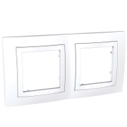Декоративна рамка Schneider Electric за ключове и контакти два модула  бяла, 156х80x14 мм, Unica Basic - product - 028 ELM3142