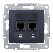 Розетка за компютърна мрежа Schneider Electric двойна скрит монтаж, с монтажна рамка  20 IP, графит, Sedna - product - 028 ELM3158