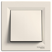 Ключ за стълбищно осветление Schneider Electric скрит монтаж с декоративна рамка  10 A, крем, Asfora - product - 028 ELM3184