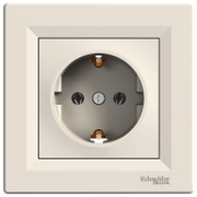 Електрически интериорен контакт Schneider Electric единичен скрит монтаж  16 A, 2P+E, 20 IP, крем, Asfora - product - 028 ELM3185