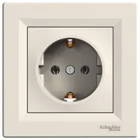 Електрически интериорен контакт Schneider Electric единичен скрит монтаж  2P+E, 16 A, 20 IP, крем, Asfora