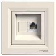 Розетка Schneider Electric за компютърна мрежа единична скрит монтаж с декоративна рамка 20 IP, крем, Asfora - product - 028 ELM3186