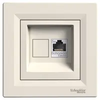 Розетка за компютърна мрежа Schneider Electric единична скрит монтаж с декоративна рамка  20 IP, крем, Asfora