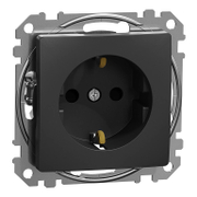 Електрически интериорен контакт Schneider Electric единичен скрит монтаж с детска защита  2P+E, 16 A, 20 IP, антрацит, Sedna - product - 028 ELM3426