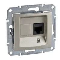 Розетка за компютърна мрежа Schneider Electric единична скрит монтаж, с монтажна рамка  20 IP, титан, Sedna